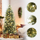 Pre-Lit Green and Gray Christmas Tree Branches,6.5Ft