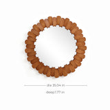 Pine Wood Frame Round Wall Mirror
