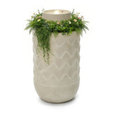 Resin Outdoor Fountain with Planter and LED Lights, 27.4'' H