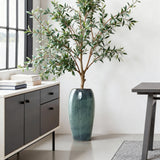Ceramic Tall Planter, Large Plant Pots with Drainage Hole, Blue 23'' H
