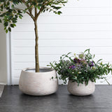 Ribbed bowl planter with brown texture, 11.4" w