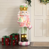 Christmas Nutcracker Pink Soldier with Candy Tree Lights, 4ft