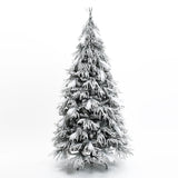 Pre-Lit Flocked Artificial Christmas Tree with Stand，6.5ft