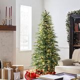 Pre-Lit Green Artificial Christmas Tree with Stand, 6.5ft