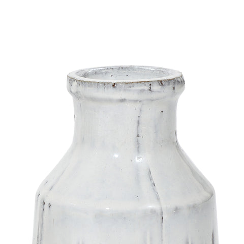 Ribbed terracotta pitcher vase