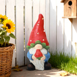 Strawberry Patch Outdoor Figurine statue Whimsical with Berry Hat, 15.8"