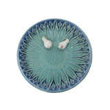 Elegant Ceramic Bird Bath for Outside with Decorative Birds, Blue 20.5''
