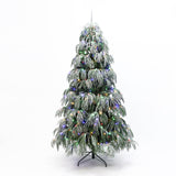 Snow-Flocked Christmas Tree with Lights& Stand,7Ft
