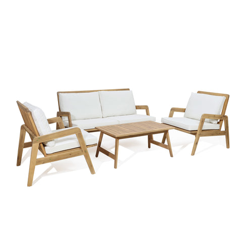 Cambria solid wood patio set with cushions, 4-piece set