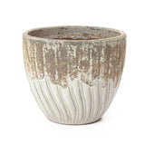 Two Tone Ivory Large Round Plant Pots, Modern Indoor Outdoor Ceramic Planter 14'' Dia