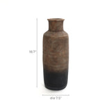 Brown ombre terracotta tall vase, 18.7" h