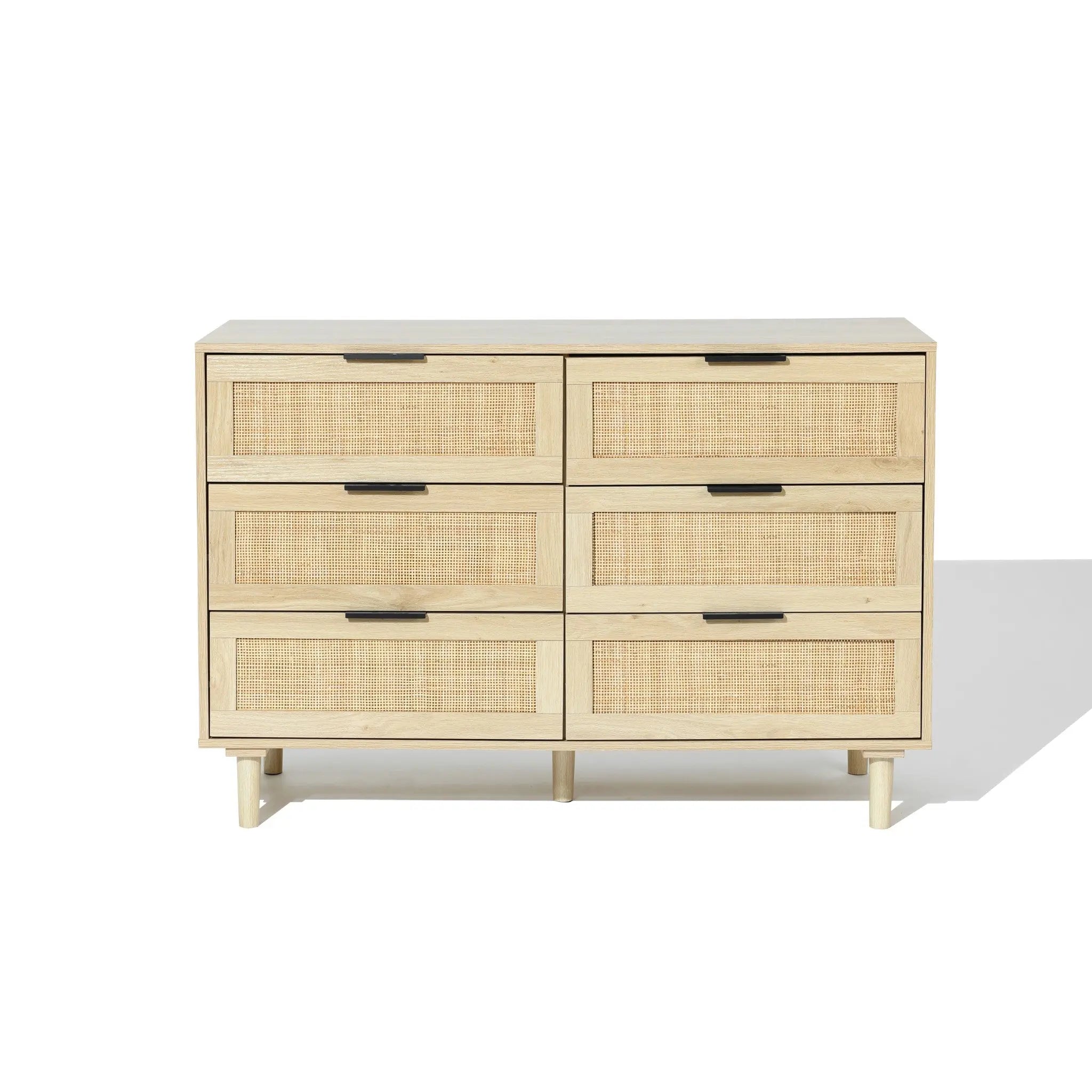 LuxenHome Light Oak MDF Wood 6 Drawer Bedroom Dresser LuxenHome Light Oak MDF Wood 6 Drawer Bedroom Dresser