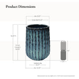 Glazed Blue Tall Ceramic Plant Pots, Two-tone Decorative Large Pot for Plants 16.8'' H