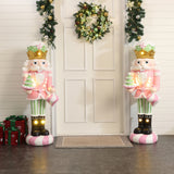 Christmas Nutcracker Pink Soldier with Candy Tree Lights, 4ft