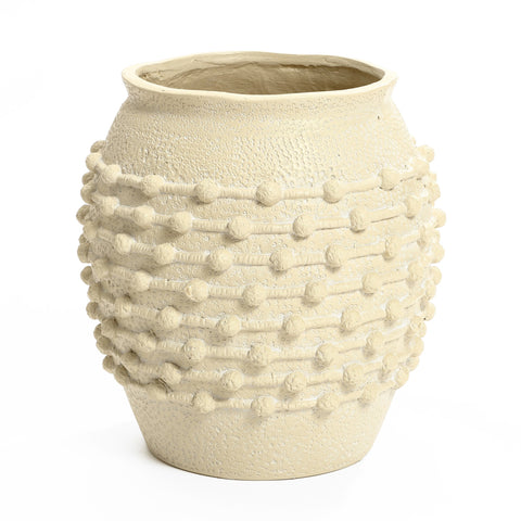 Coastal beige round planter, 16.5" h