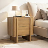 Mid-Century Modern Wood Storage Nightstand,Oak 23.6''