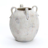 Multi-gray and white terracotta vase with handles, 11" h