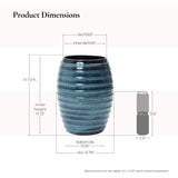 Tall Ceramic Planter Pot for Indoor Outdoor Plants with Drainage Hole, Blue 17.7''