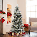 Pre-Lit Flocked Artificial Pine Christmas Tree, 6ft