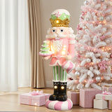 Christmas Nutcracker Pink Soldier with Candy Tree Lights, 4ft