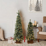 Green Downswept Christmas Tree with Potted,set of 2