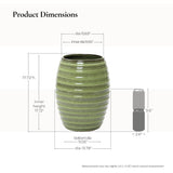 Tall Ceramic Planter Pot for Indoor Outdoor Plants with Drainage Hole, Green 17.7''