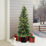 Pre-Lit Green Artificial Christmas Tree with Potted,5Ft