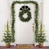 Pre-Lit Green Evergreen Christmas Tree with Potted,3.9Ft