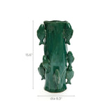 Marine green ceramic fish tall vase, 15.6"