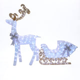 Christmas Sleigh Reindeer Holiday Decor with Lights,Set of 3