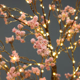 Pre-Lit Pink Baby's Breath Christmas Tree,5.2ft