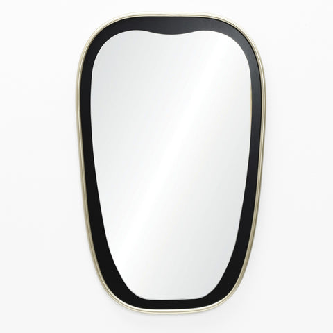 Gold and black accent metal frame wall mirror, trapezium