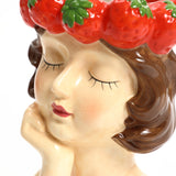 Lady strawberries ceramic sculpture vase