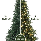 Pre-Lit Green Slender Christmas Tree with Stand,7.5Ft