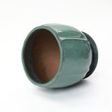Jade Green Large Round Ceramic Planter with Attached Saucer, Glazed Indoor Outdoor Planter Pot 14.2'' Dia