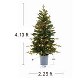 4Ft Pre-Lit LED Artificial Fir Christmas Tree with Gray Metal Pot