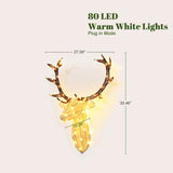 Christmas Deer Head Decoration with Lights and Timer, 12"H