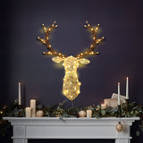 Christmas Deer Head Decoration with Lights and Timer, 12"H