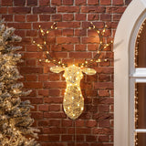 Christmas Deer Head Decoration with Lights and Timer, 12"H