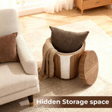 Modern Round Wood Storage Side Table,Ash 18.5''