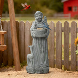 Saint Francis Outdoor Garden Statue with Birdfeeder Bowl, 27.5"