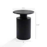 Collin Black Side Table with Cylindrical Wood Base