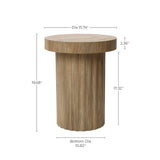 Dark oak finish fluted round side table, 19.68"h