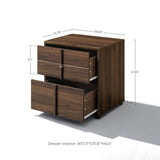 Modern Wood Storage End Table with 2-Drawers,Walnut