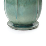 Jade Green Large Round Ceramic Planter with Attached Saucer, Glazed Indoor Outdoor Planter Pot 11.4'' Dia