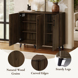 Leo Mid-Century Modern Dark Walnut Finish Wood Sideboard Cabinet, 45"W