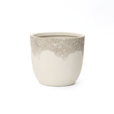 Antique Travertine Tapered Round Planter,Off-White,15.75''