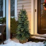 Pre-Lit Green Full Christmas Tree Potted,3.9Ft