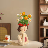 Lady strawberries ceramic sculpture vase