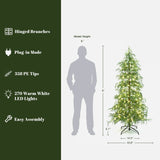 Pre-Lit Green Slender Cedar Christmas Tree with Stand,6ft